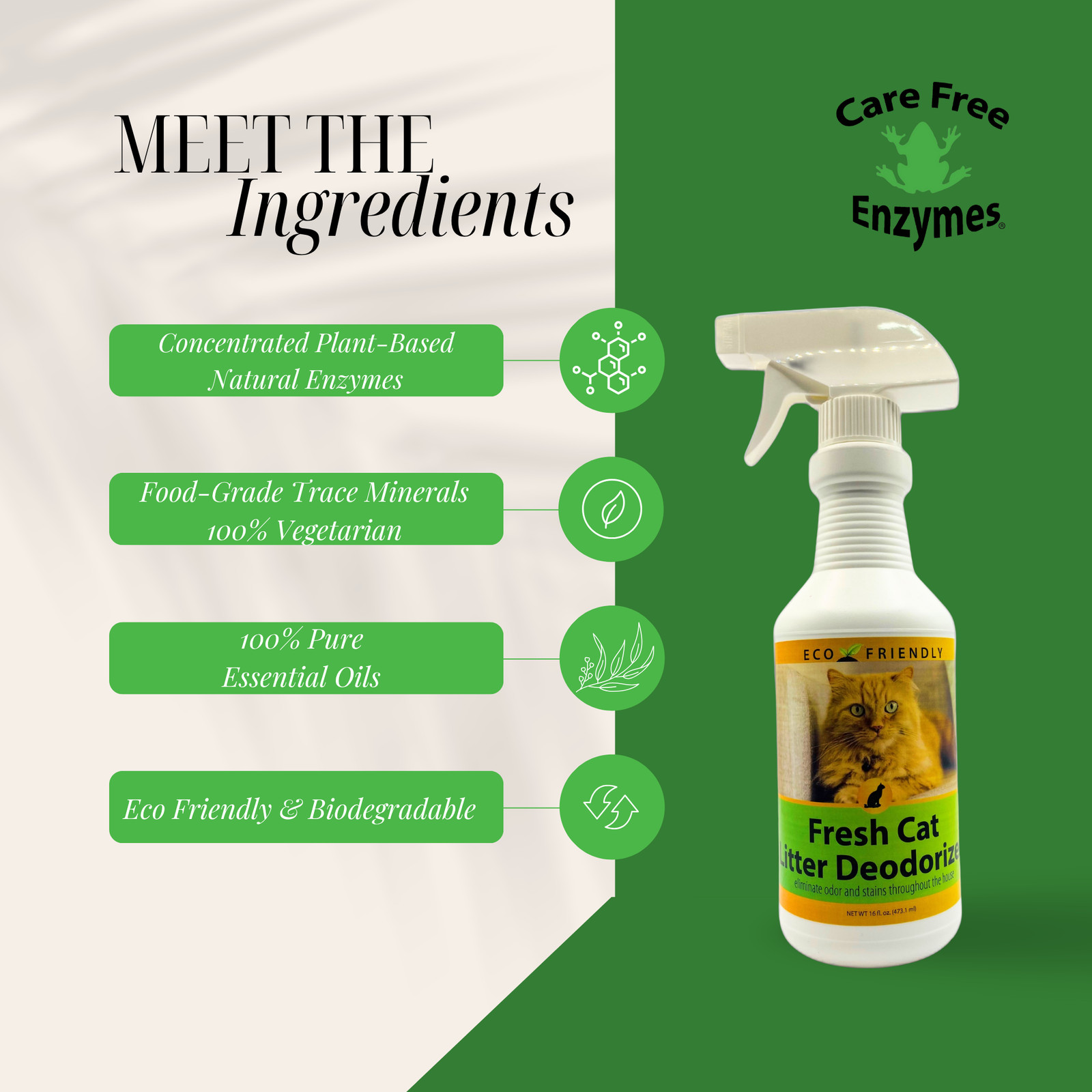 Natural Cat Litter Box Deodorizer Spray | Eliminates Ammonia Odor | Fresh Cat De
