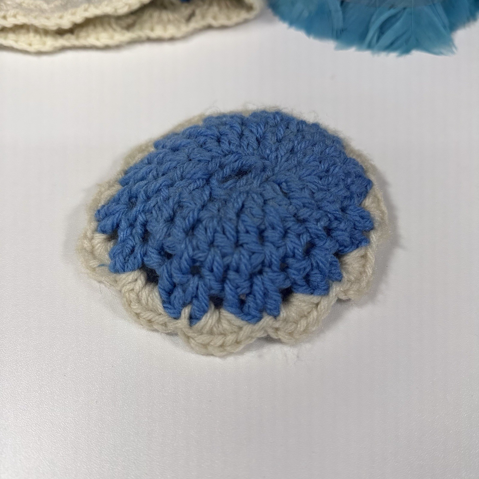 Vintage Feather Duster Handy Dandy Texas Feathers Crochet Doll Cover Blue