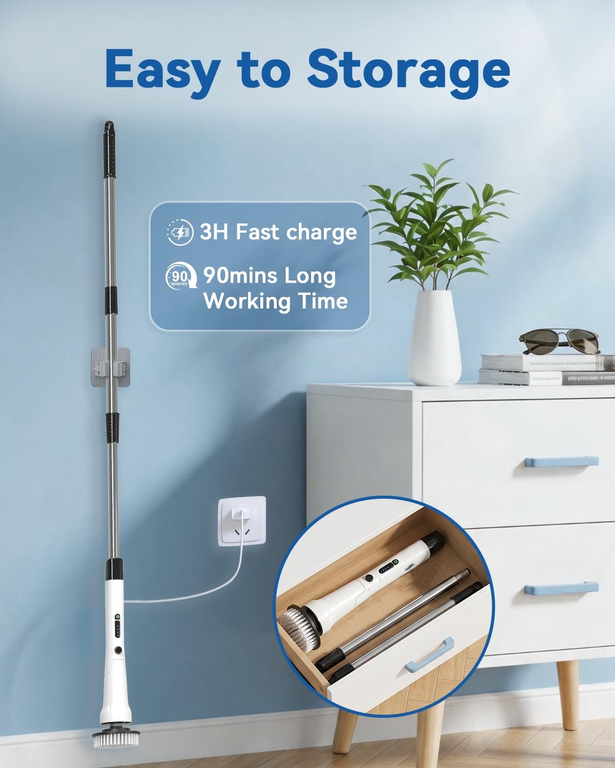 Electric Spin Scrubber, Bathroom Scrubber Electric with 7 Replaceable Brush H…