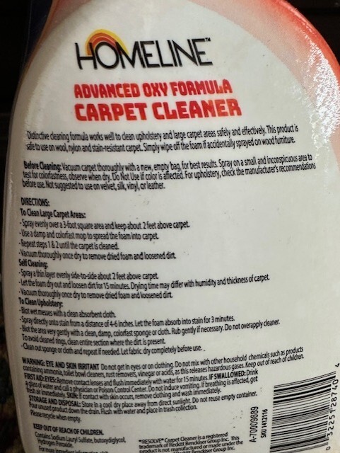 2 Homeline Advanced Oxy formula Carpet Cleaner Spray Bottle, New, 32 oz TX