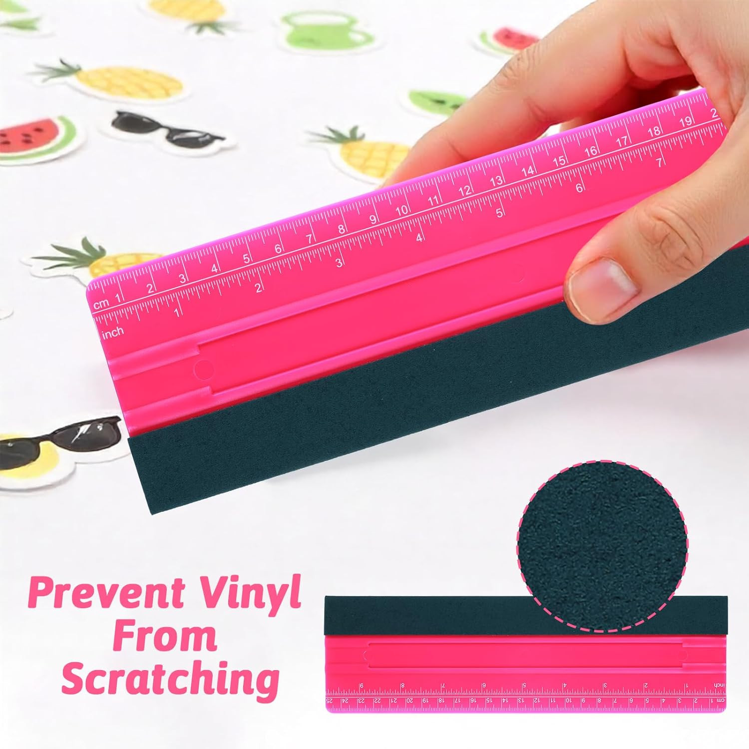 Wallpaper Smoothing Tool, Professional Vinyl Squeegee with Ruler Felt Squeegee f