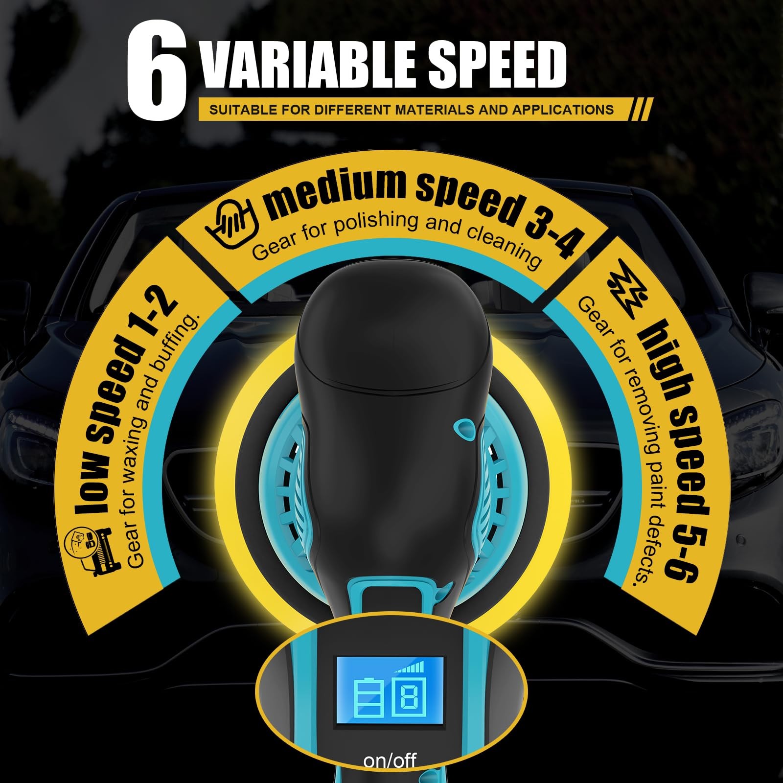 Cordless Car Buffer Polisher 6 In Mini Buffer Polisher Kit with 2 Pack 21V Re…
