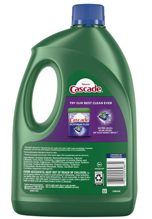 4 Bottles of Cascade Complete Dishwasher Detergent Liquid Gel, 120 fl oz