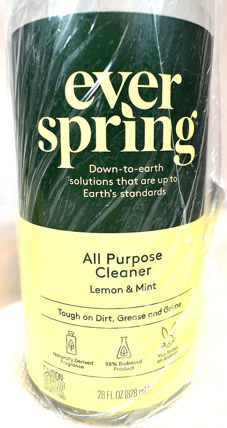 EVER SPRING All Purpose Cleaner Lemon Mint Scent – 2 Spray Bottles 28oz Each