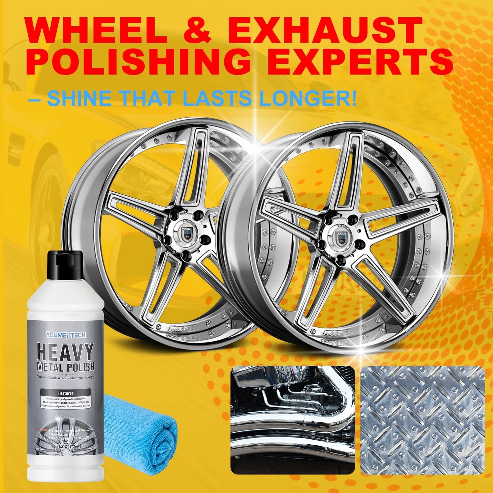 Metal Polish (16oz) & Chrome & Aluminum & Stainless Steel Polish, Multi Purpo…