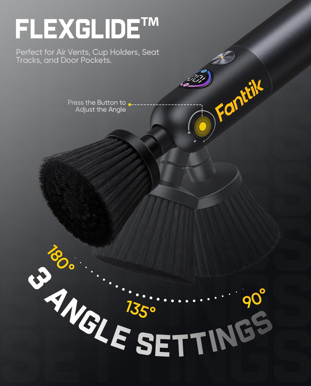 Cordless Electric Car Detailing Brush with 8 Heads, DualSpeed & Waterproof