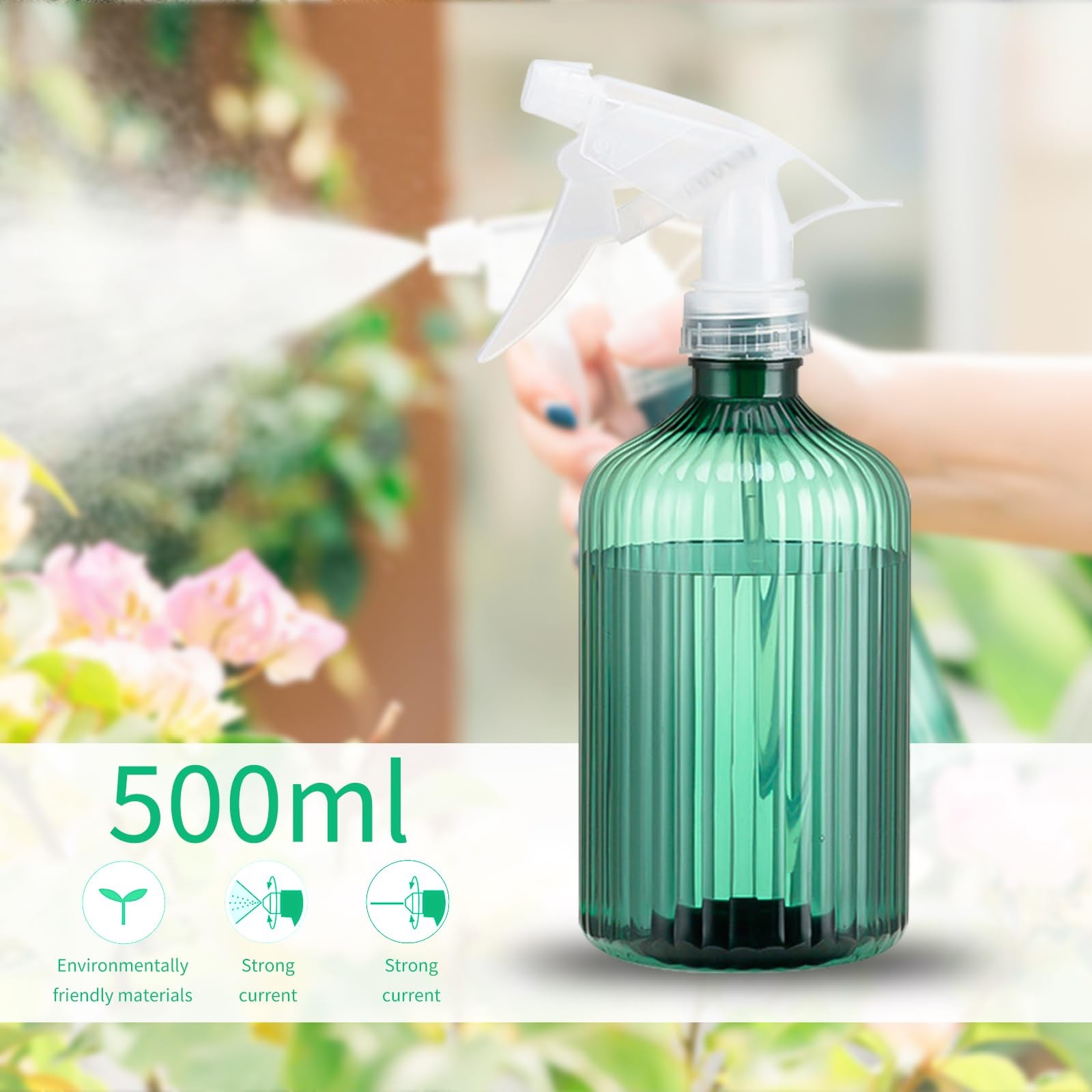 SSQMartt Plastic Spray Bottles 17oz (500ml) 2-Pack, Adjustable Mist & Stream …
