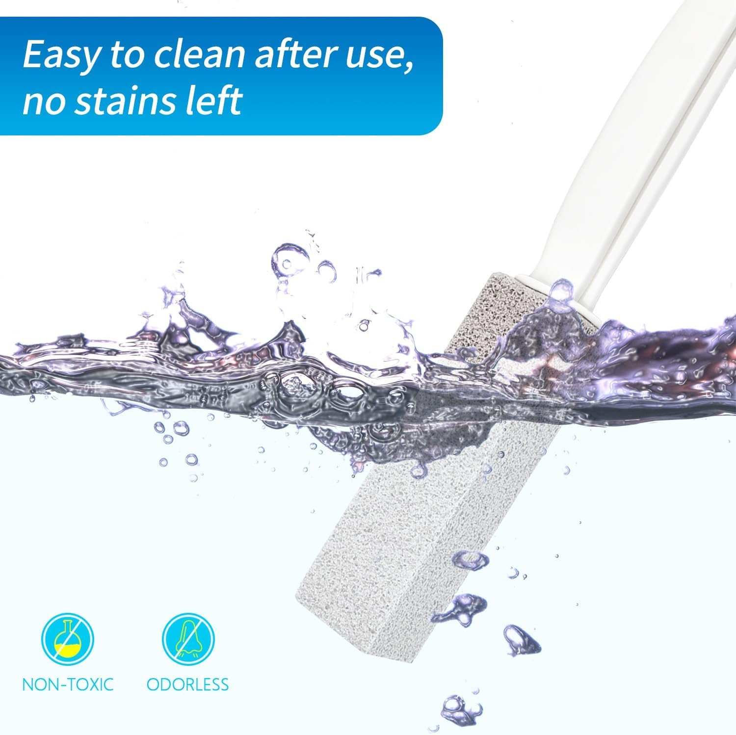 4TH Pumice Stone Toilet Bowl Cleaning Stick with Extra Large Handle,Cleans Away