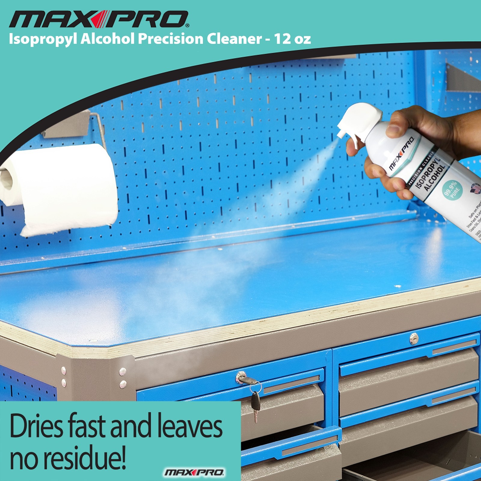 Max Pro Isopropyl Alcohol Precision Cleaner 12oz Fast Drying & Leaves no Residue