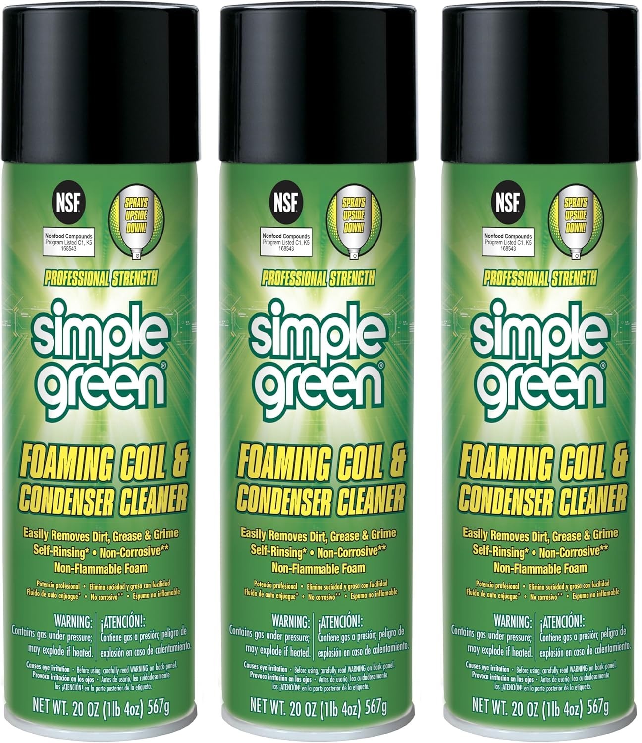 Pack of 3 Fume Free Foaming Coil Cleaner 20oz – Perfect for Refrigerators & HVAC