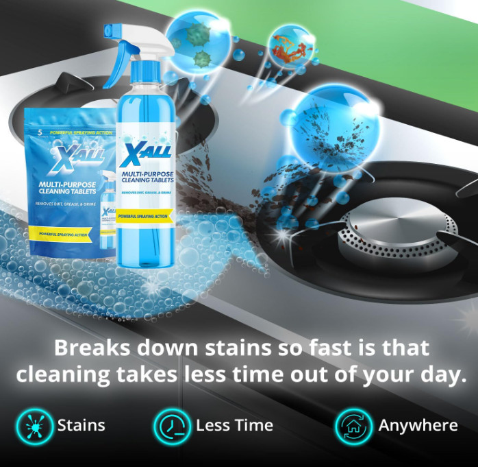 X-ALL Multi-Purpose Cleaner – Spray Bottle and 5x Cleaning Tablets – Cleaner for