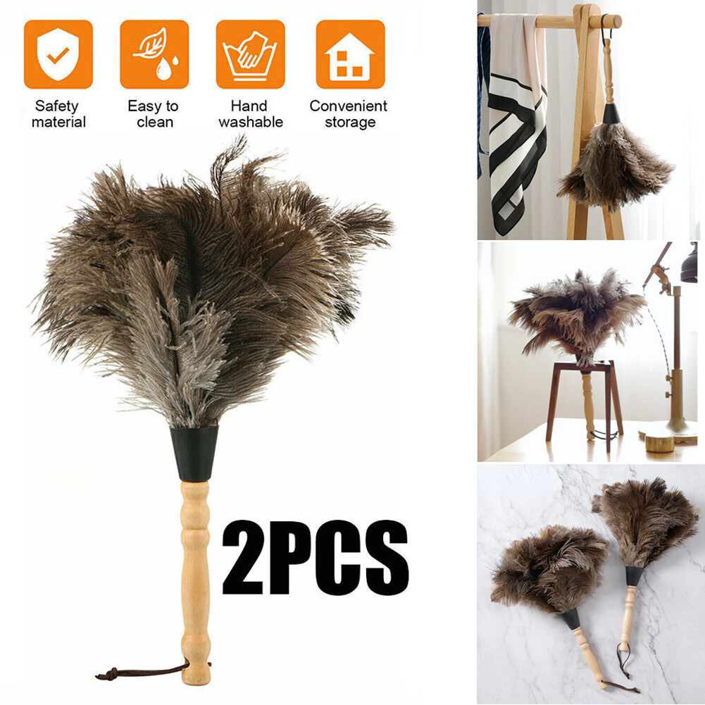 2PCS 13inch Ostrich Feather Duster Durable Dust Collecting Cleaning Tool USA++