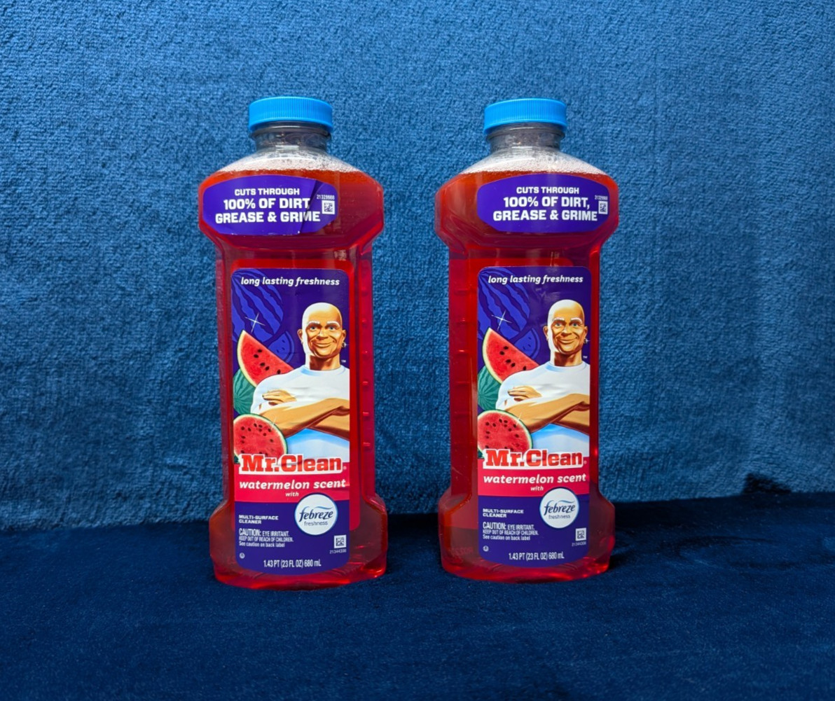 2 – 23oz Mr. Clean Multi Surface Cleaner Febreze Watermelon Household Scent