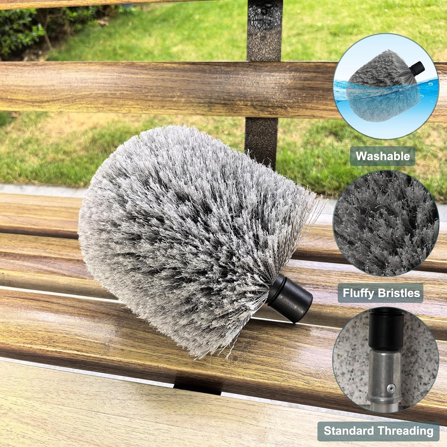 2 Pack Twist-On Cobweb Duster Head, F1ts Standard 3/4 inch Threaded Poles, Attac