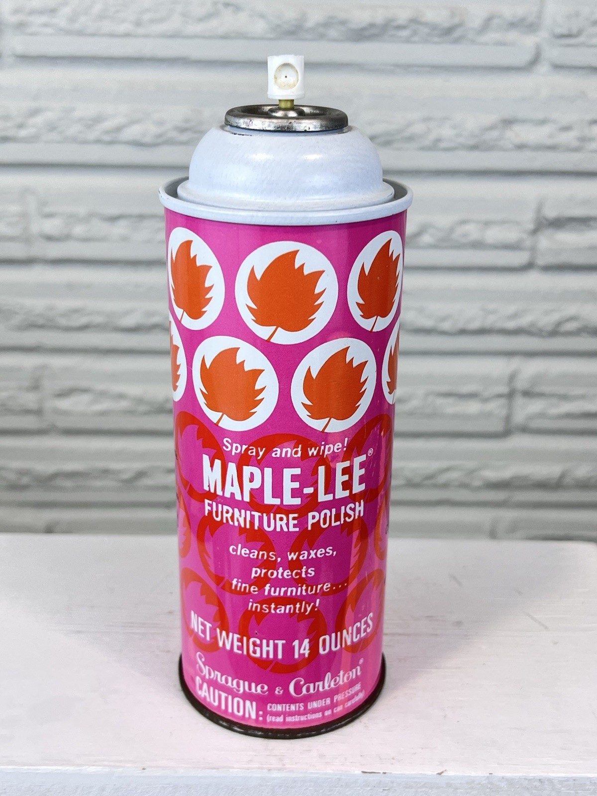Vtg Maple-Lee Furniture Polish Aerosol 14oz Advertising Graphics Movie Prop