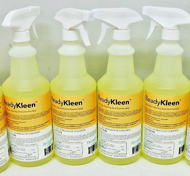 4x DermaRite ReadyKleen One Step Cleaning Disfect 32 OZ. Spray Bottles each