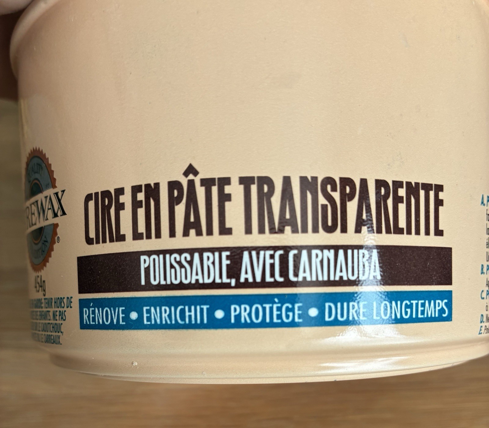 Original Trewax Clear Paste Wax Polish 12.35 Oz Can