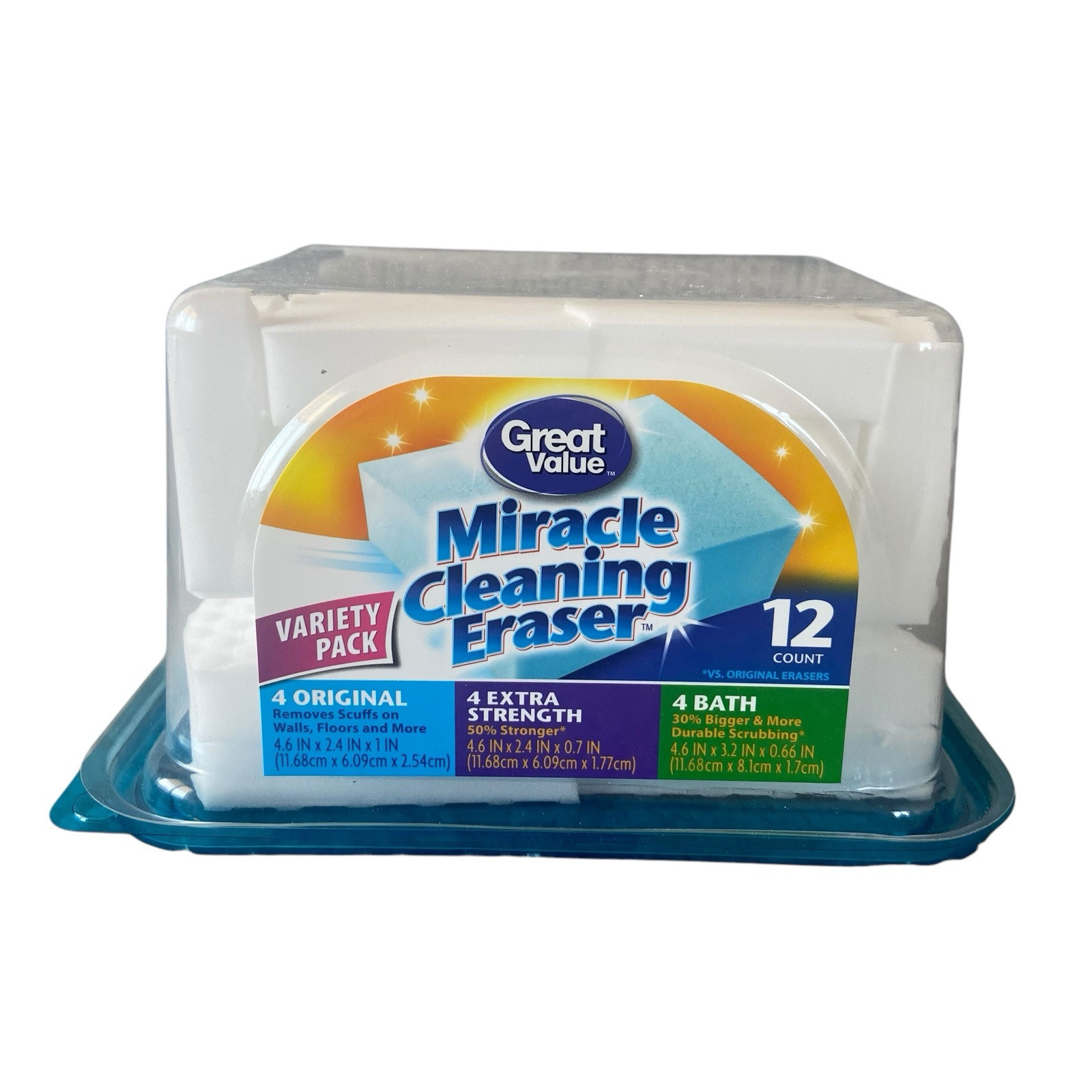 Great Value Miracle Cleaning Eraser Foam Sponge Variety Pack 12 Count