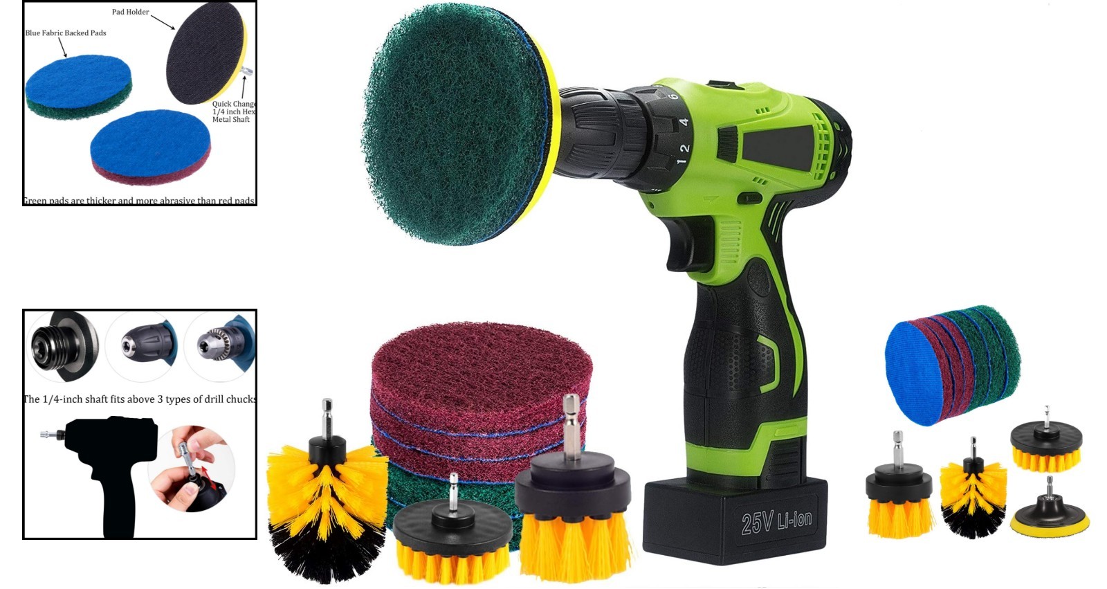 4-Inch Drill Power Brush Cleaning Kit with 2-Inch Brush for Efficient Scrubbing