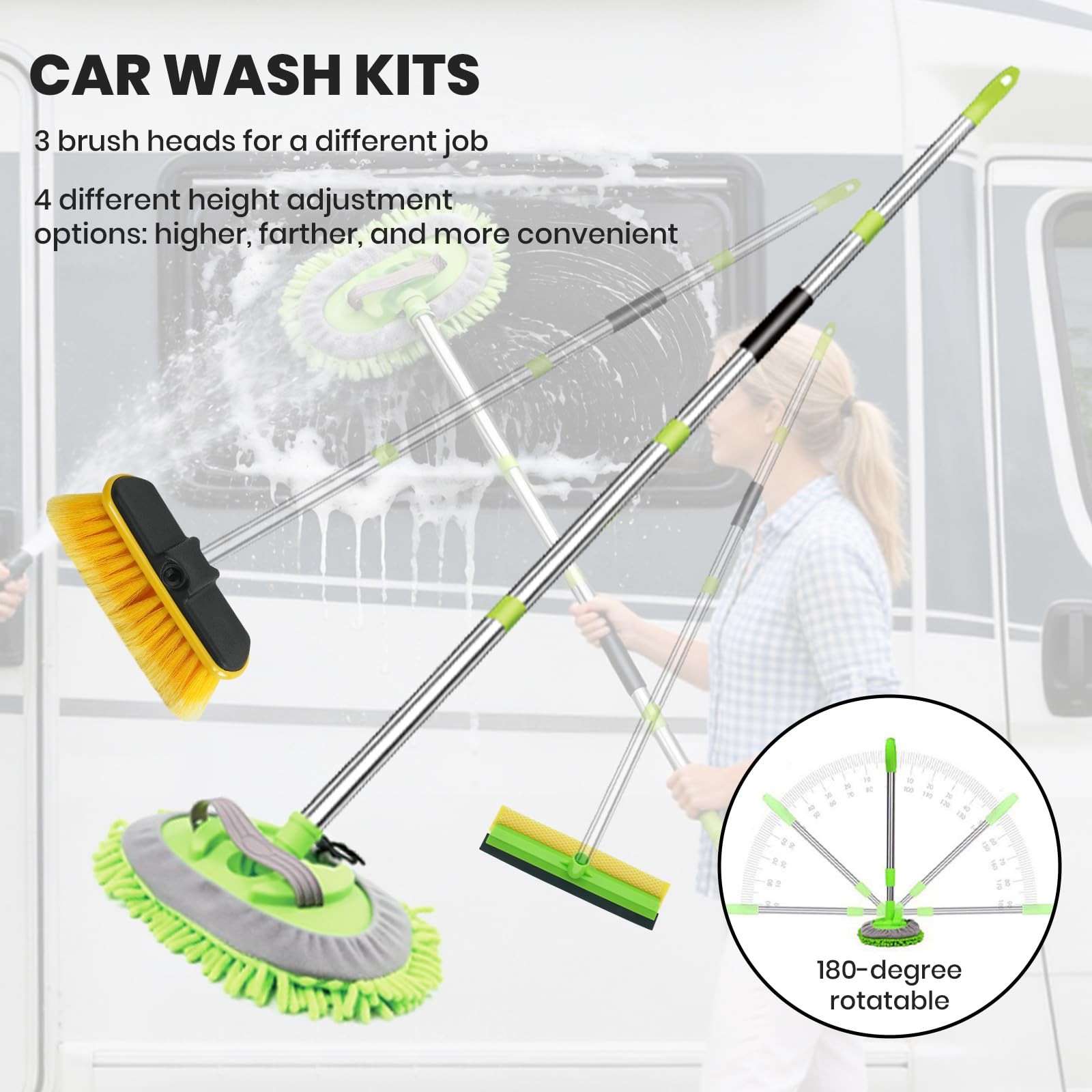 Car Detailing Kit Exterior, Car Wash Brush Kit with Long Handle 10pcs Set, Ca…