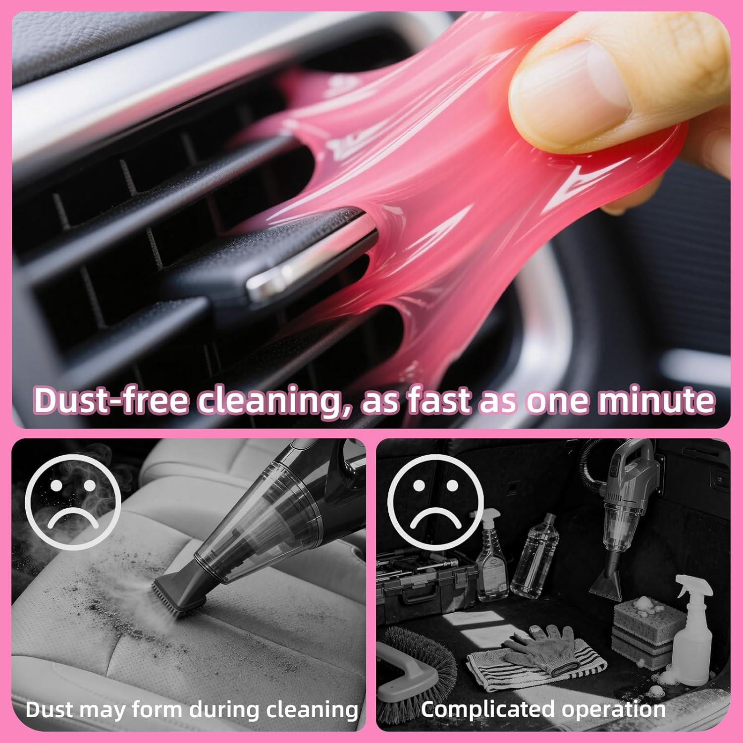 2 Pack Car Cleaning Gel Reusable Auto Slime Cleaner,Rose Scent Dust Cleaning Gel