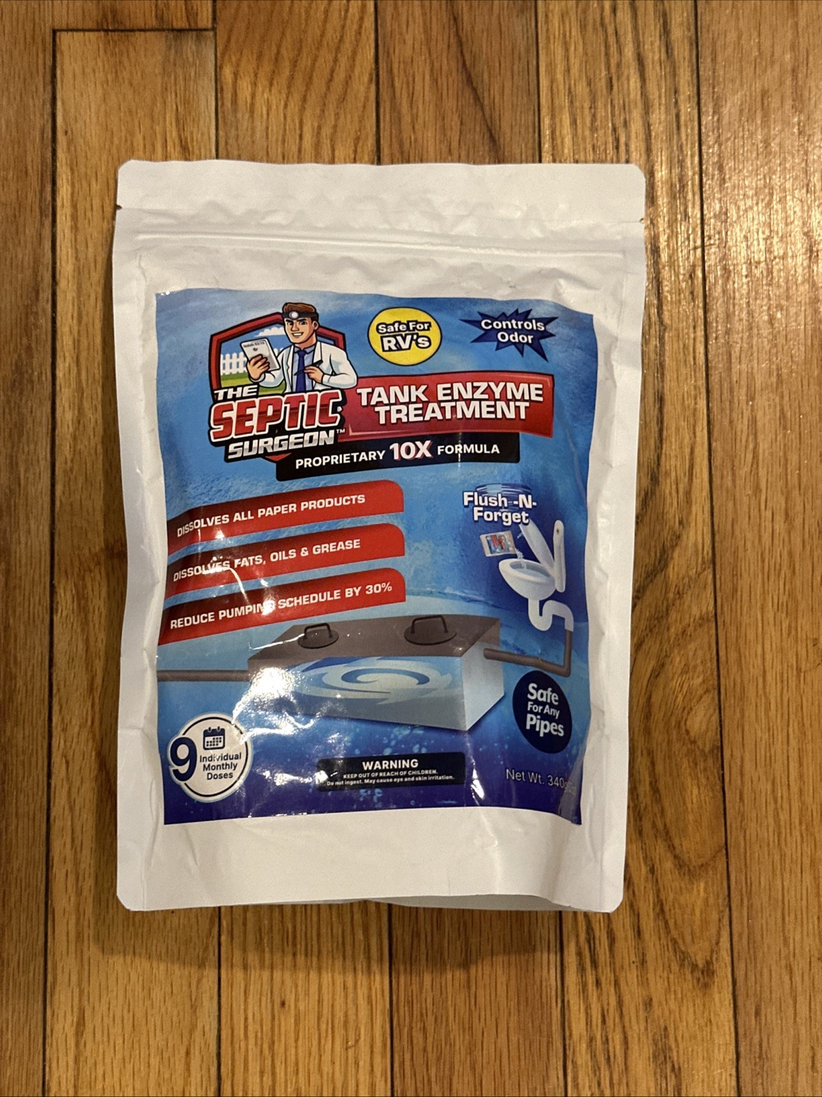 THE SEPTIC SURGEON TANK TREATMENT ENZYME CONTROLS ODOR SAFE FOR ANY PIPES * RVs