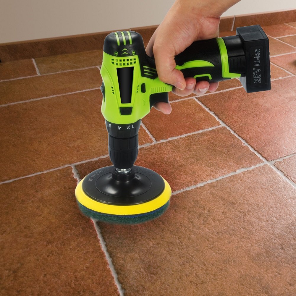 5 Inch Drill Powered Brush Tile Scrubber Scouring Pads 2 Different Stiffness 5in