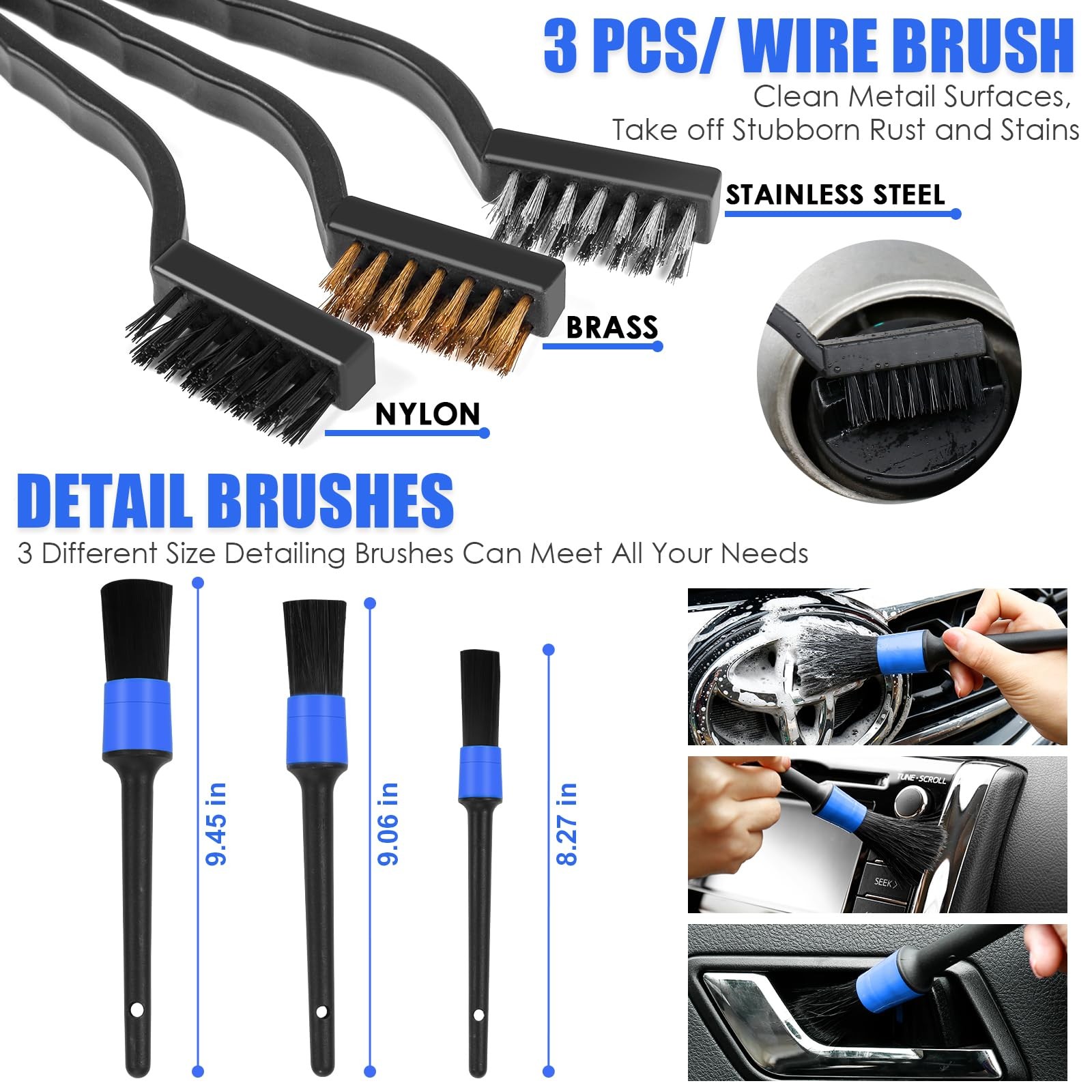 Viewsun 18PCS Car Cleaning Kit Car Interior Detailing Kit with Blue High Power
