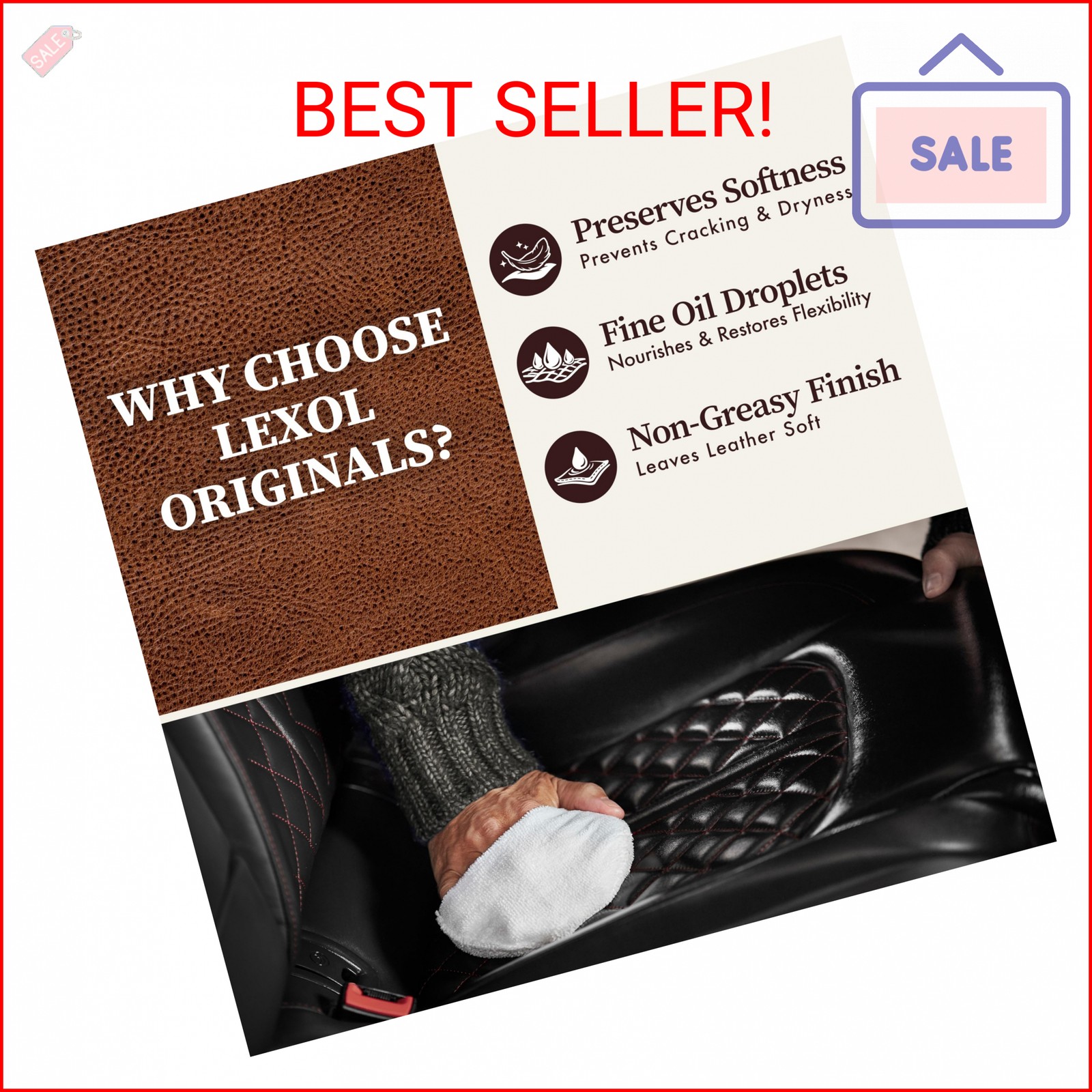 Lexol All Leather Conditioner for Car Seats and Interiors, Couches and Furniture
