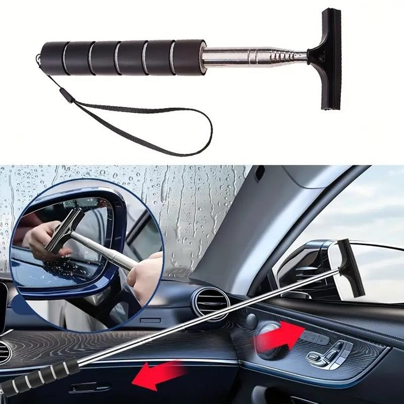 Extendable Car Rear View Mirror Wiper Auto Glass Cleaner Telescopic Cleaning Mop