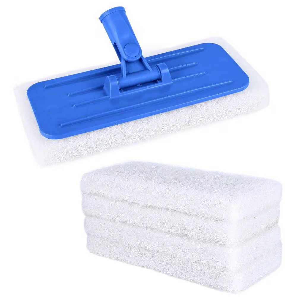 Light Duty Cleaning Scrubbing Pads 5-Pieces Bundle W/ Threaded Swivel EZ Scrub P