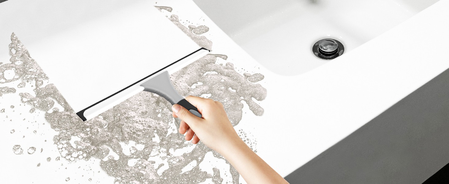 All-Purpose Silicone Shower Squeegee for Glass, Window, Door, Mirror, Car