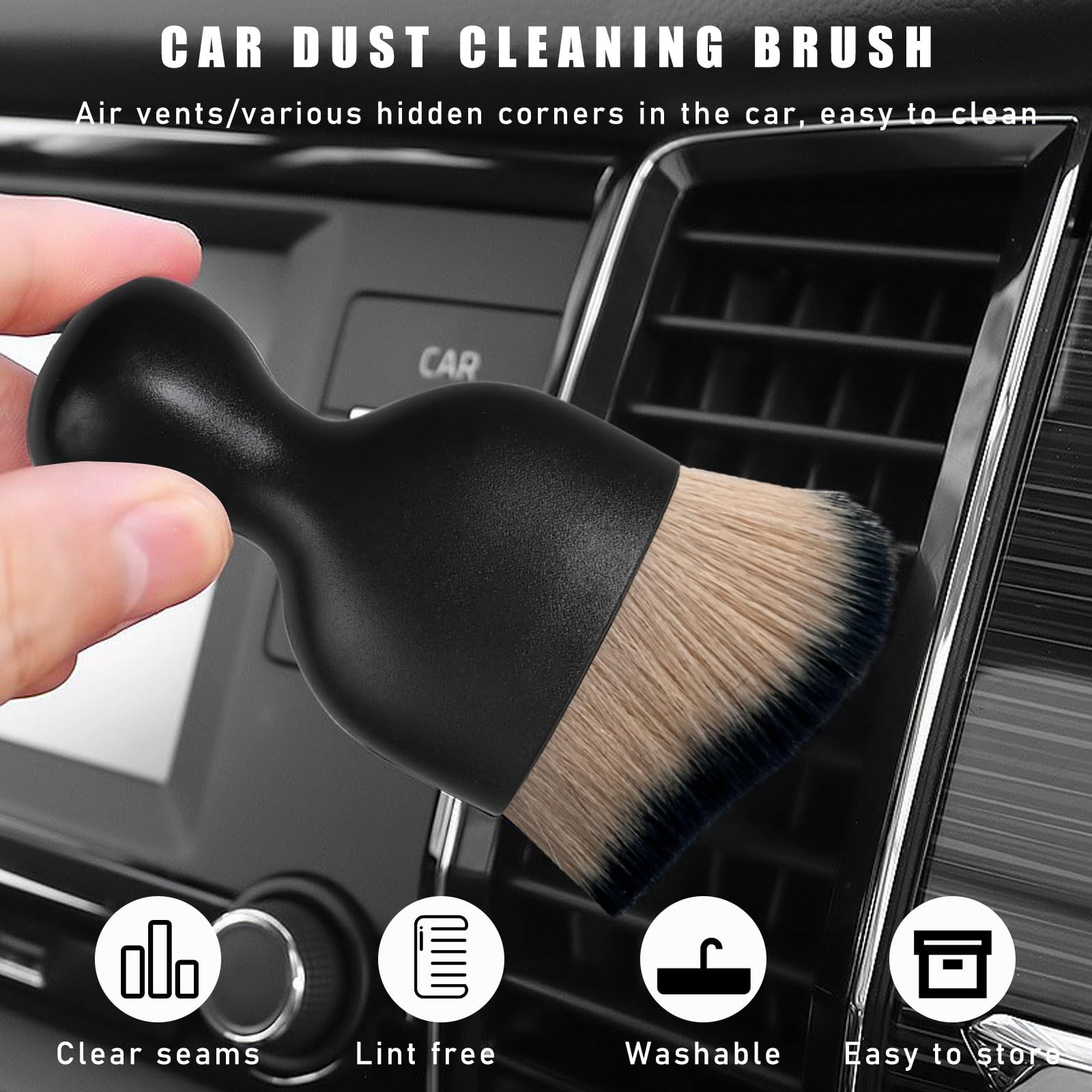 Car Interior Dust Brush 2PCS High Density Bristles Compact 1.77×3.86 – Clean