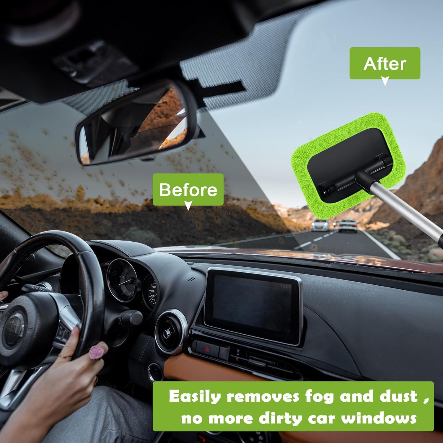 3 Set Windshield Cleaner Tool inside Car Window Cleaner Tool with 3 Extendable H