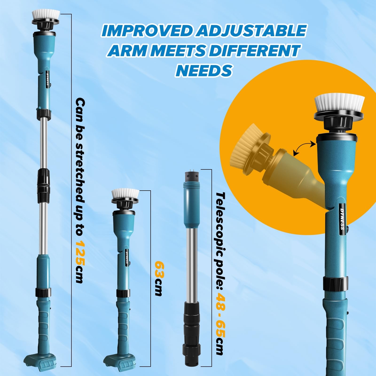 DTNESS Electric Spin Scrubber for Makita 18V, Cordless ​Shower Cleaner with F…