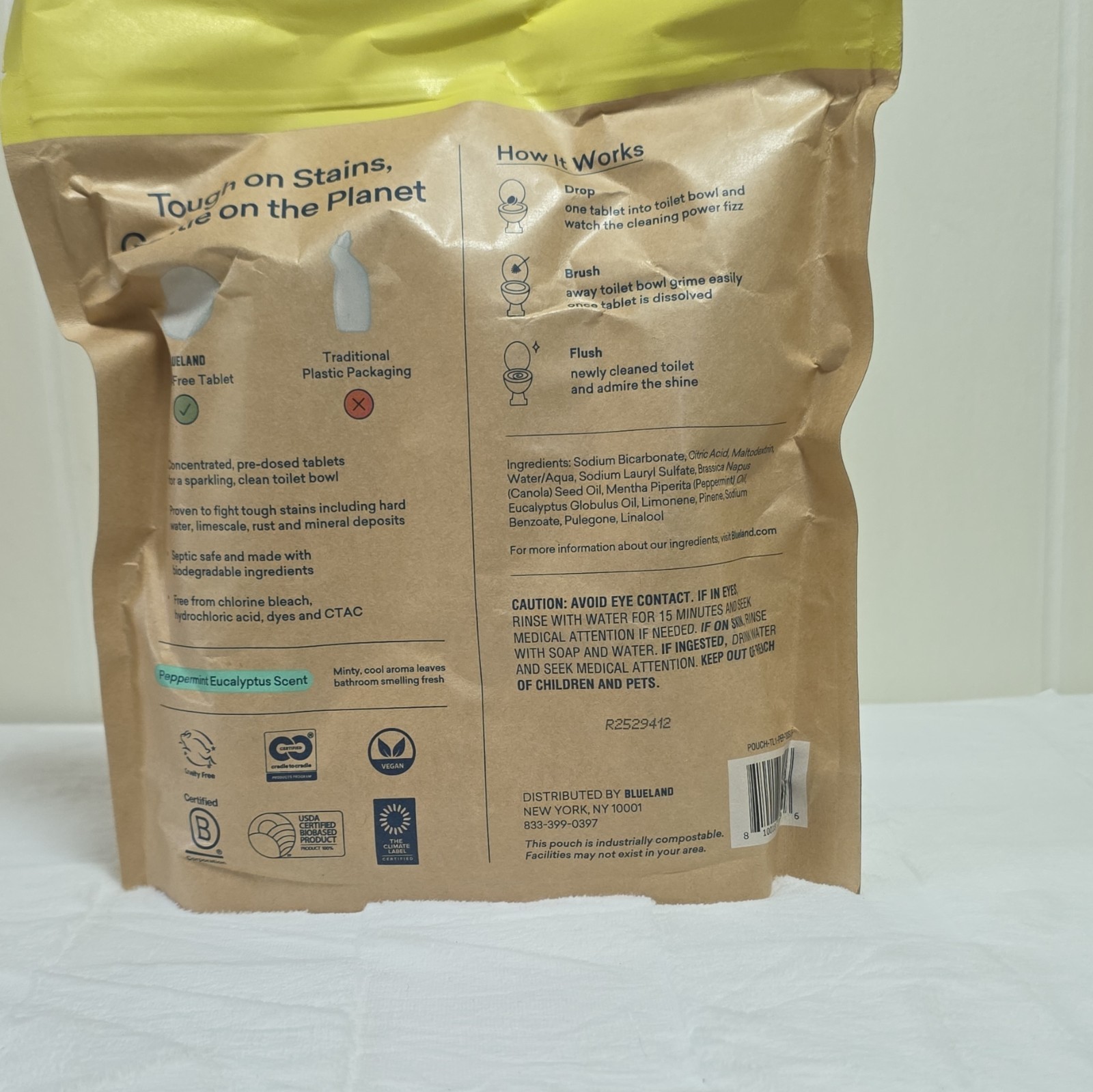 Blueland Toilet Bowl Cleaner Tablets Peppermint Eucalyptus 30 Plastic-Free