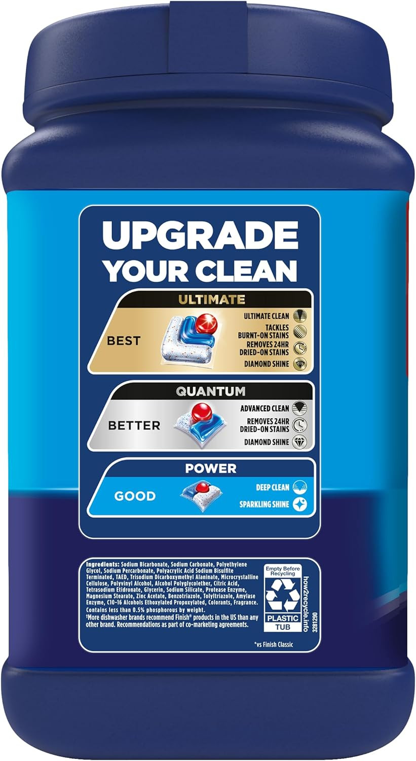 Finish Classic Dishwasher Pods, No Pre-Rinse Dishwasher Detergent Soap for Clean