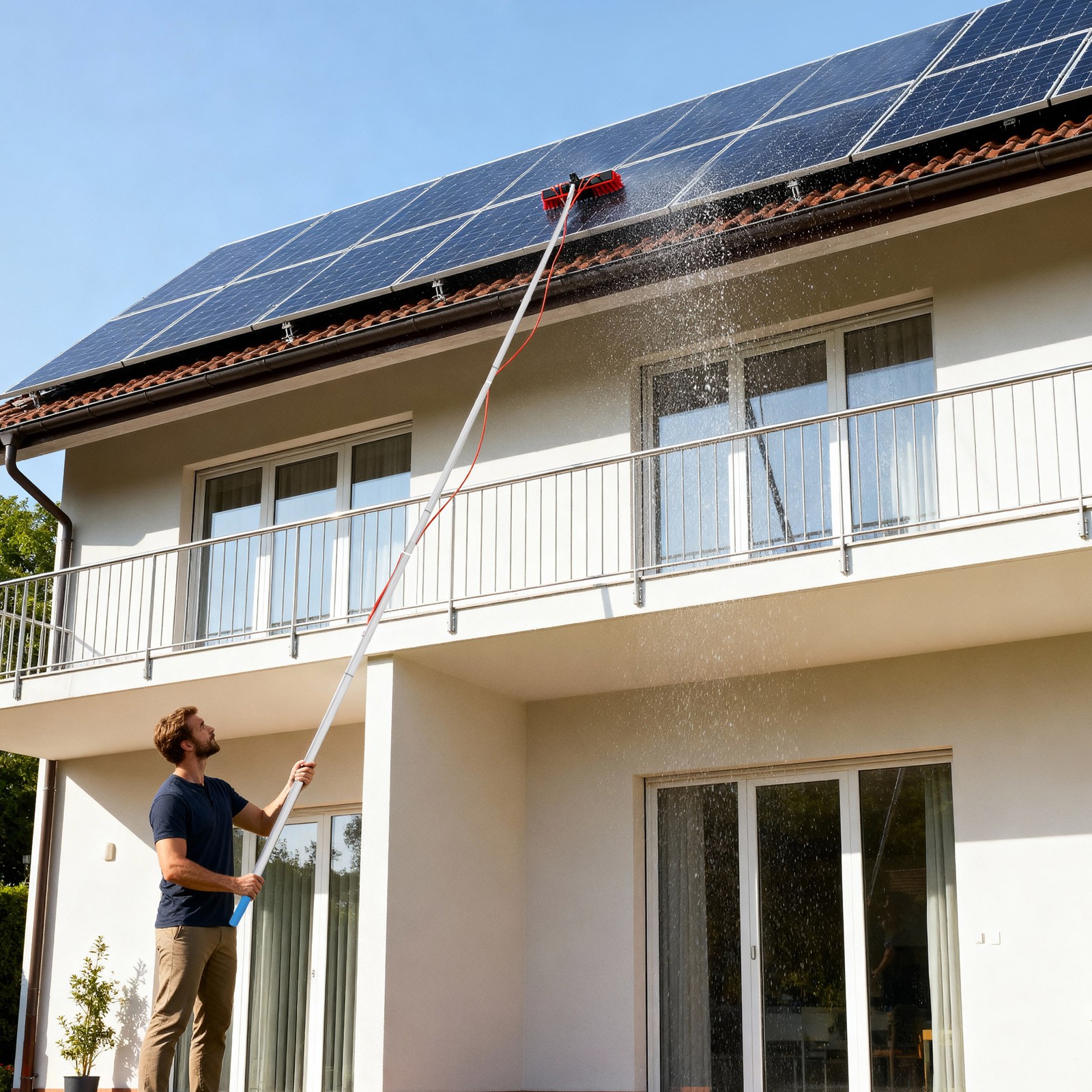 Telescopic Window Cleaning Pole 32.8ft With Water Fed Brush For Solar Panels