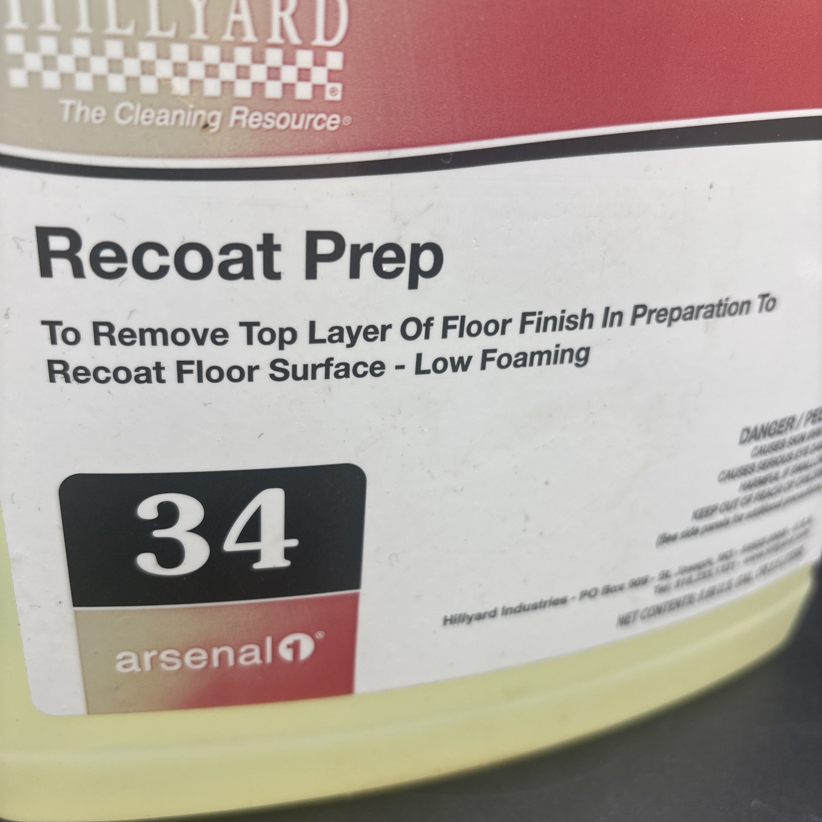 Hillyard Recoat Prep 34 Arsenal 2.5 Liters .66 Gal Remove Top Layer Floor Finish