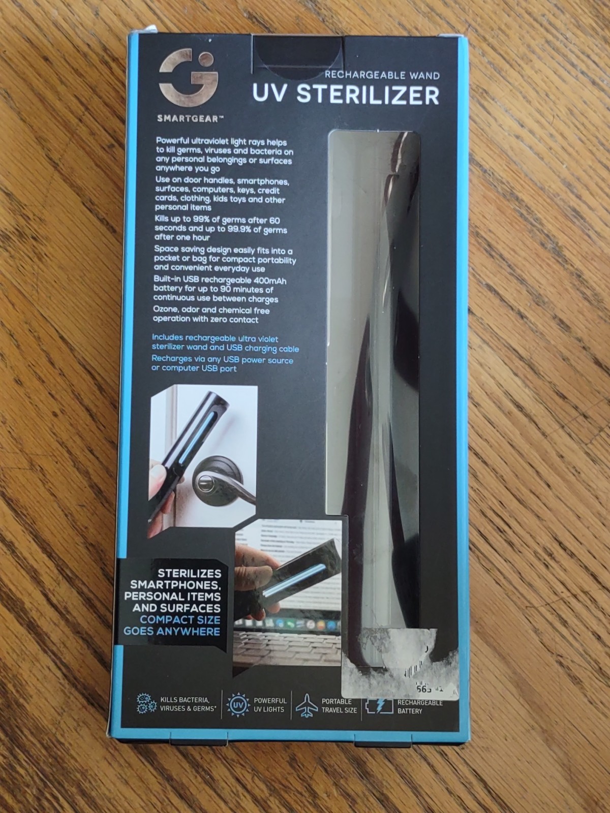 Smartgear Led Sterilization Wand New In Box Eliminates 99.9% Germs And Bacteria