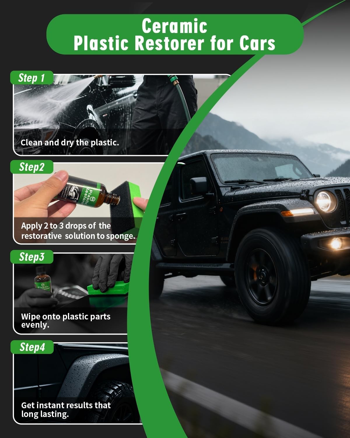 Plastic Restorer for Cars, 60ML Black Trim Restorer, Back to Black Plastic Resto