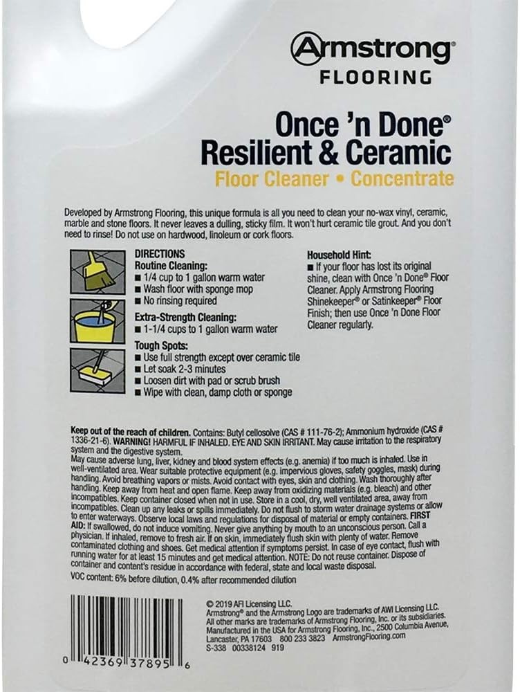 Armstrong Once’n Done Resilient & Ceramic Floor Cleaner Concentrate 32oz
