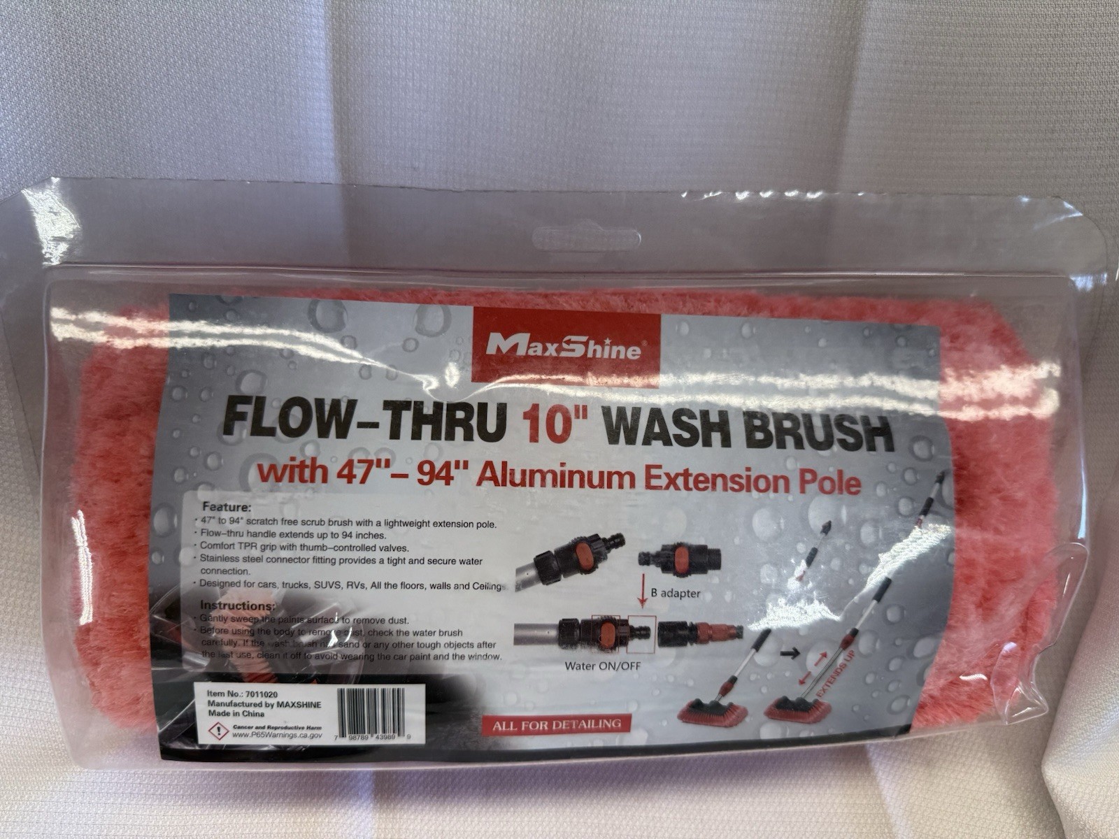 MaxShine 10 Inch Car Wash Brush Head Flow Thru Without Pole