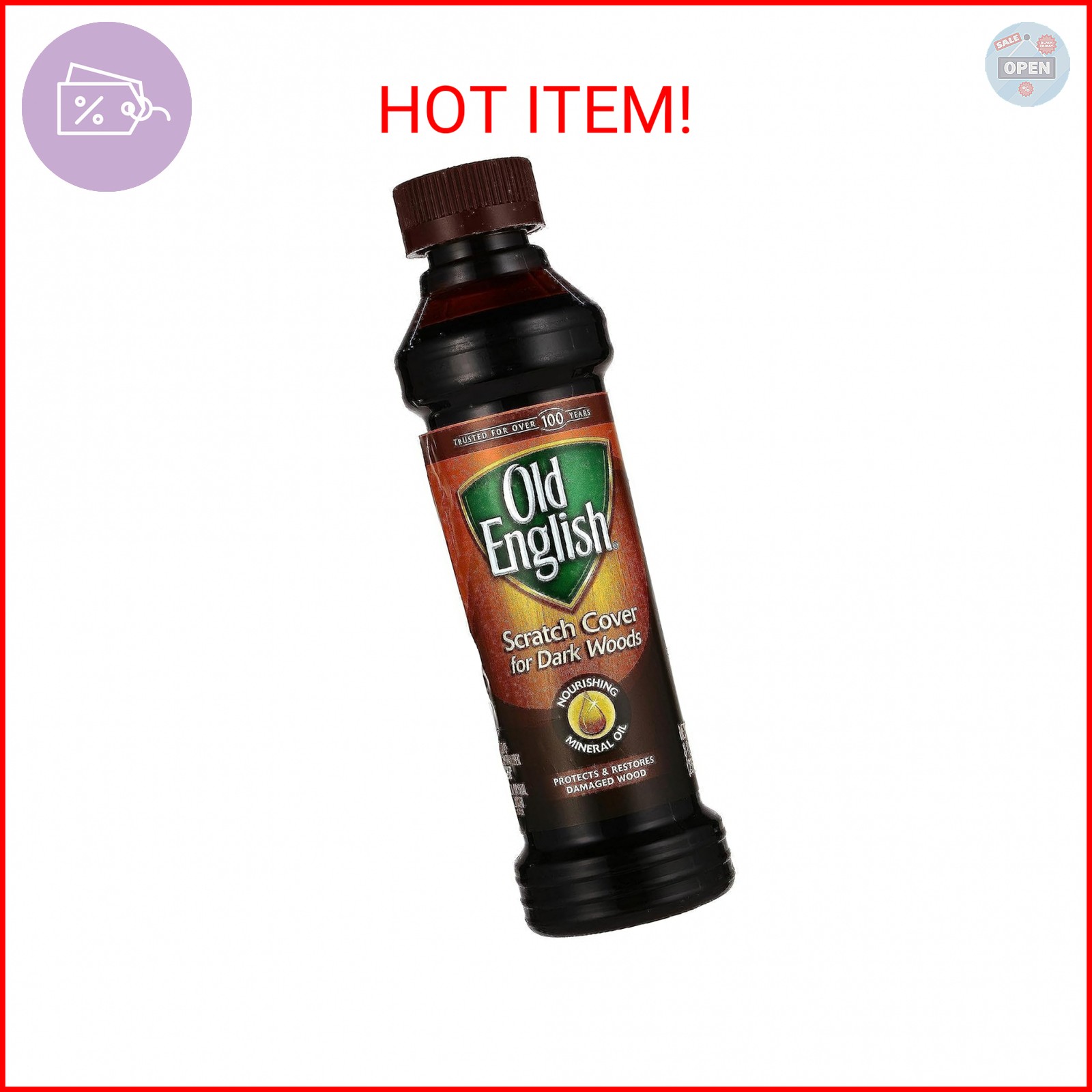 Old English 75144 Scratch Cover For Dark Woods, 8oz Bottle, Wood Polish