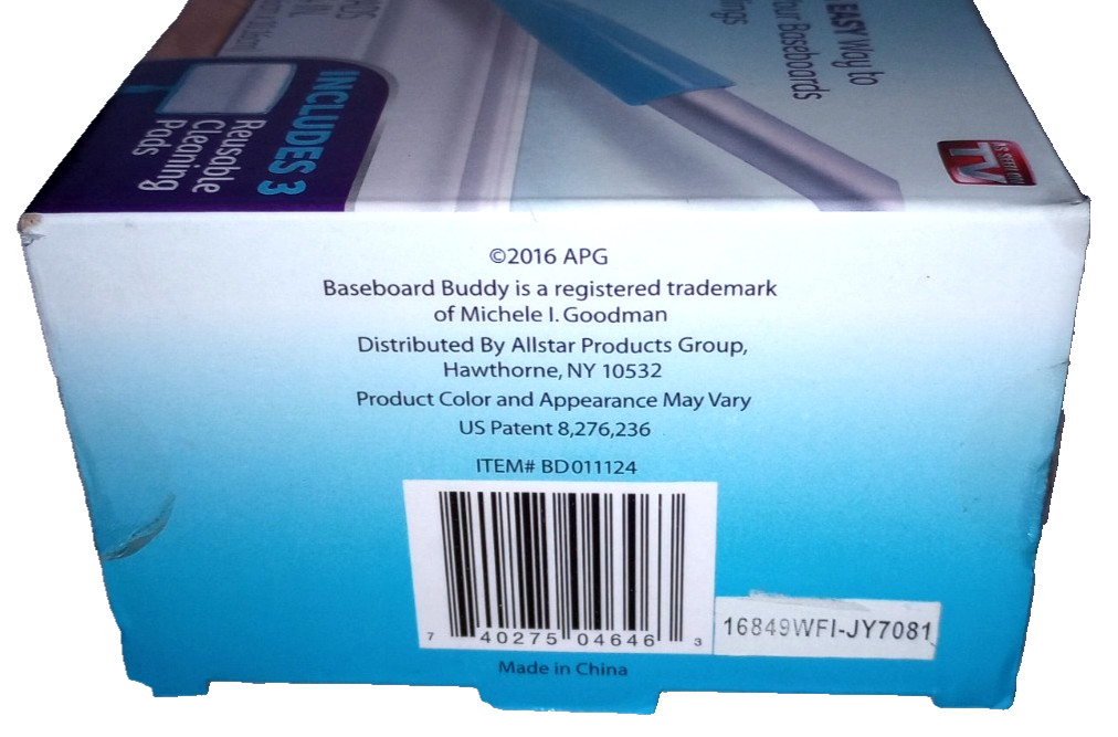 Baseboard Buddy Adjustable Baseboard Cleaner w/ 3 Reusable Pads – As Seen on TV