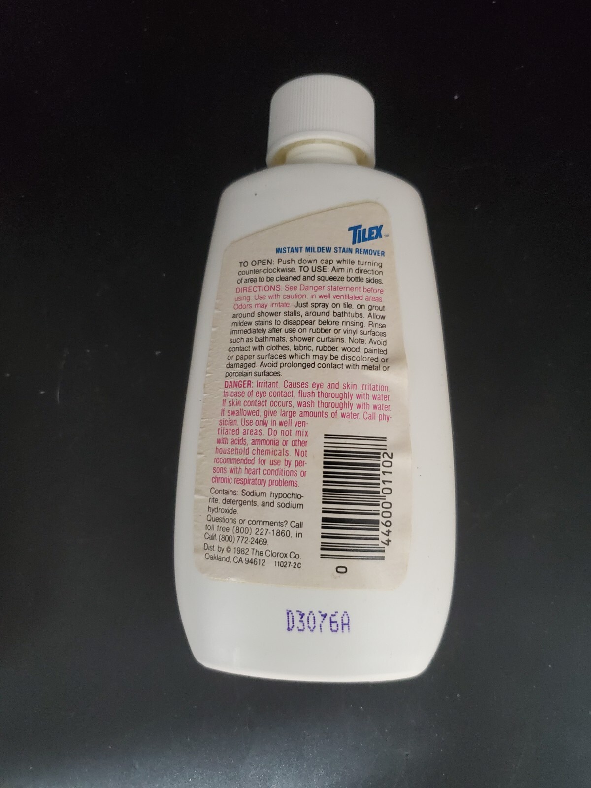 Vintage Clorox Tilex 4 Oz Bottle Instant Mildew Stain Remover