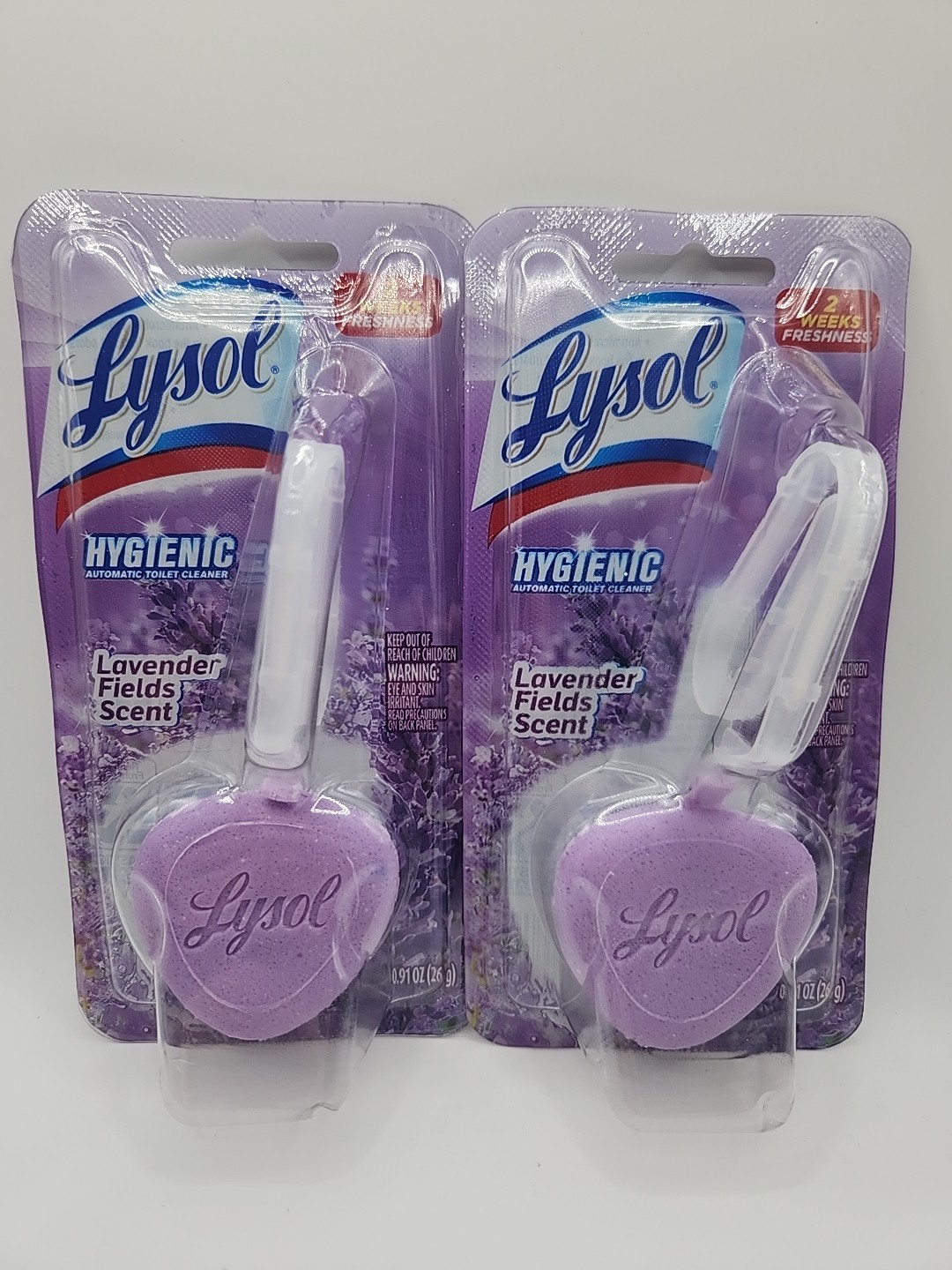2 Pcs Lysol Hygienic Lavender Field SCENT Automatic Toilet Cleaner Purp Clip On