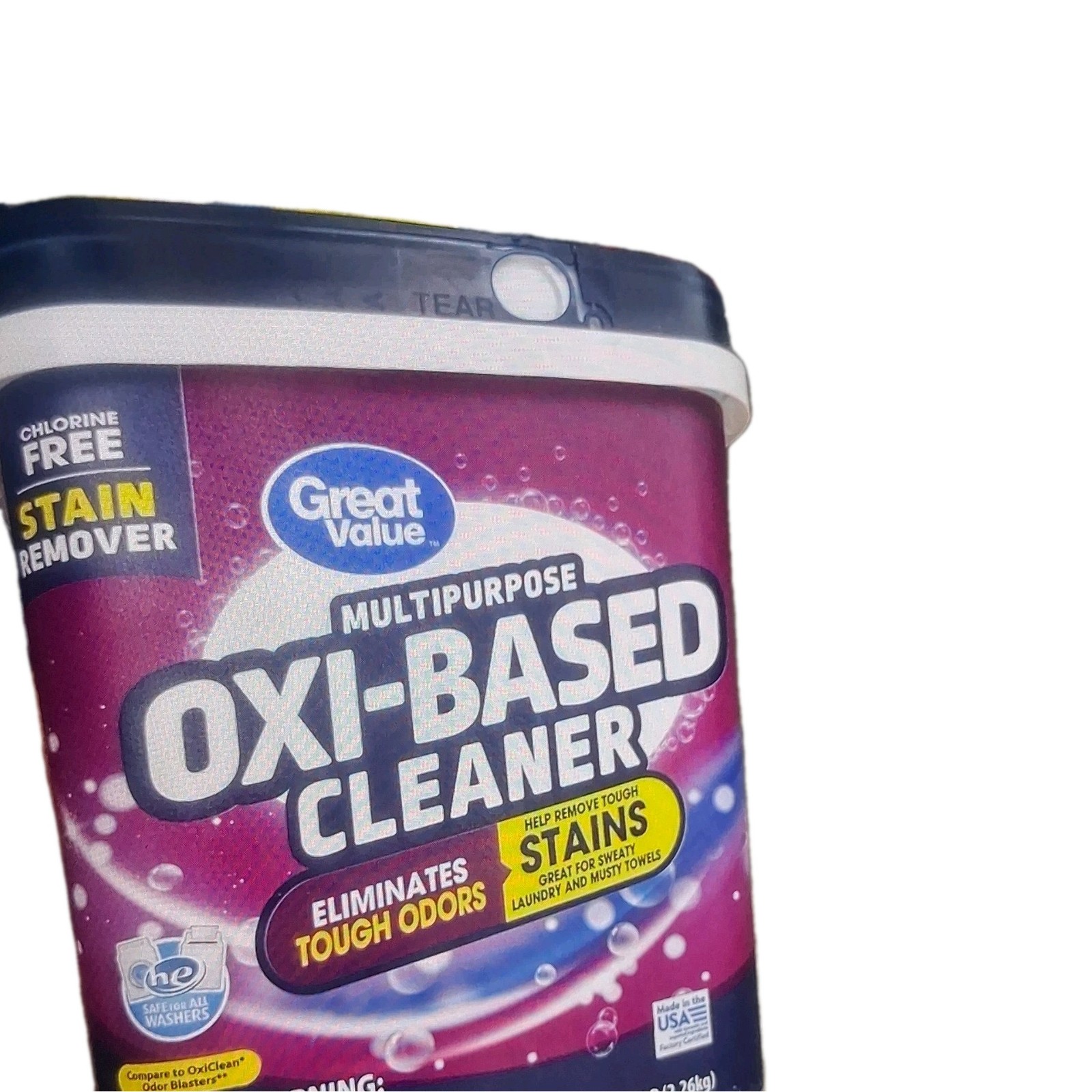 Great Value Oxi-Based Cleaner Powder, Chlorine-Free Laundry Stain Remover 5 lb