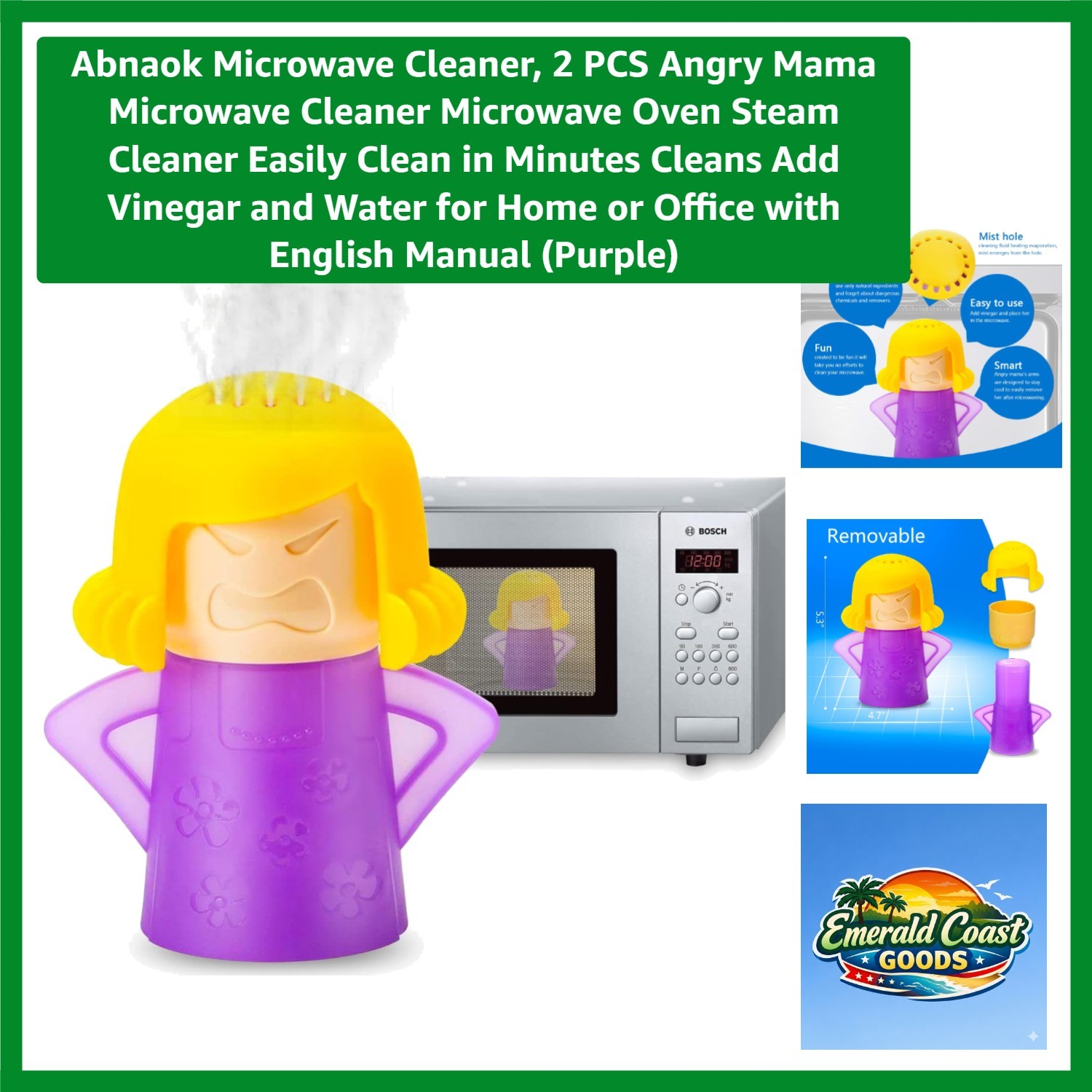 High-Quality Microwave Cleaner, 2 PCS Angry Mama – Cleans 7 Minutes Purple