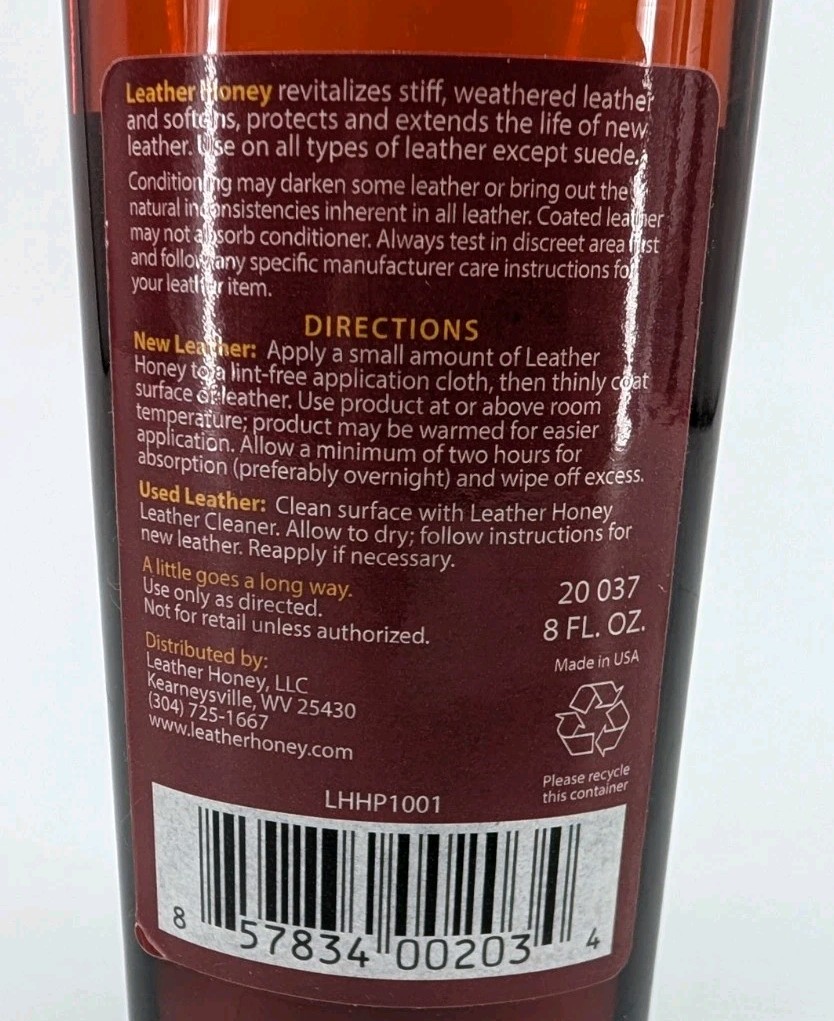 Leather Honey Leather Conditioner 8oz NEW